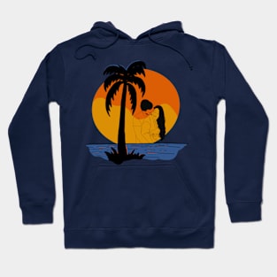 Romantic Sunset. A Couple Embracing the Setting Sun.sunset, romantic, couple, embracing, setting sun Hoodie